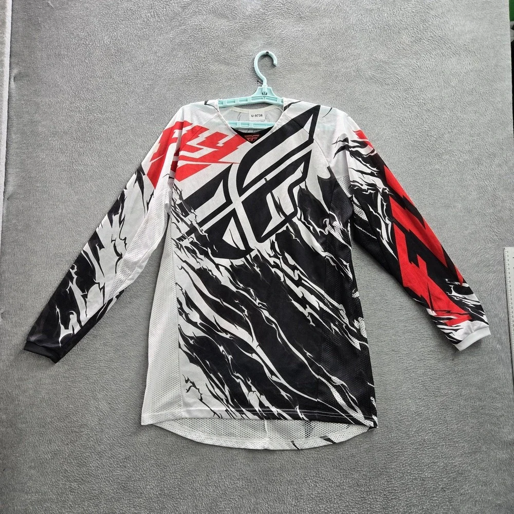 Fly Racing Men Shirt S White Graphic Print Abstract‎ Logo Kinetic Activewear